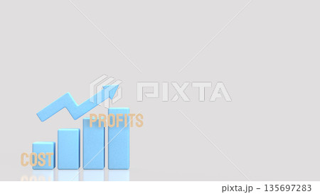 Business Profit Growth Concept with Rising Cost to Revenue Chart 3d render. 135697283