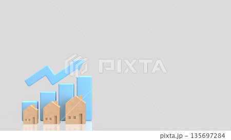 Real Estate Market Growth Concept with Rising Property Value Chart 3d render. Real Estate Market Growth Concept with Rising Property Value Chart 3d render. 135697284