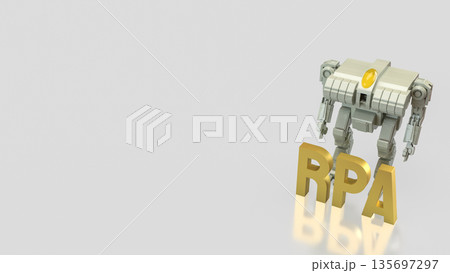 Robotic Process Automation Technology Concept with Industrial Robot 3d render. 135697297