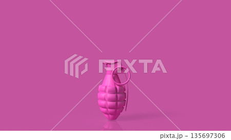 Pink Hand Grenade on Minimal Background Concept of Pop Art Danger 3d render. Pink Hand Grenade on Minimal Background Concept of Pop Art Danger 3d render. 135697306