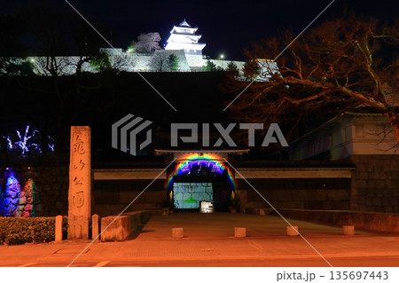 夜の丸亀城 正面大手門前(香川県丸亀市) 夜の丸亀城 正面大手門前(香川県丸亀市) 135697443