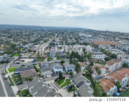Aerial view of houses in Oceanside town in San Diego, California. USA Aerial view of houses in Oceanside town in San Diego, California. USA 135697516