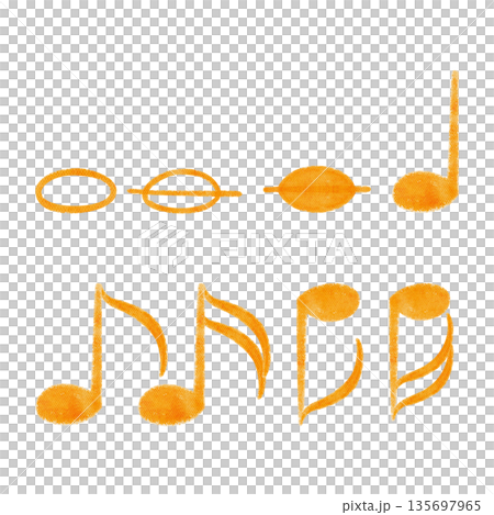 Musical notes set including whole, half, quarter and eighth notes with flipped variations, hand-painted watercolor isolated on white background, ideal for music education, worksheets and sheet design Musical notes set including whole, half, quarter and eighth notes with flipped variations, hand-painted watercolor isolated on white background, ideal for music education, worksheets and sheet design 135697965