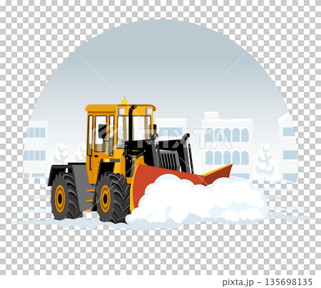 Snowplow that clears snow from the road_Snowplow Dozer 135698135