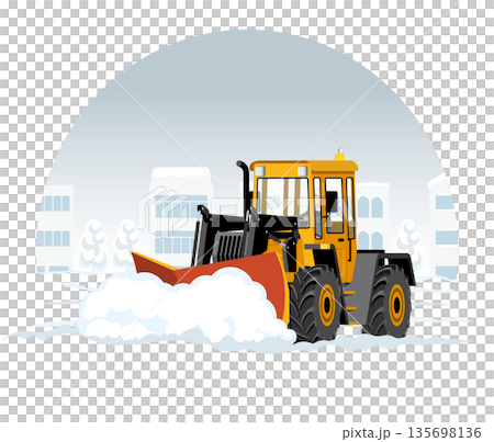 道路を除雪する除雪車_除雪ドーザー 道路を除雪する除雪車_除雪ドーザー 135698136