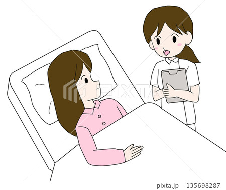 入院患者に説明をする看護師の医療イラスト 135698287