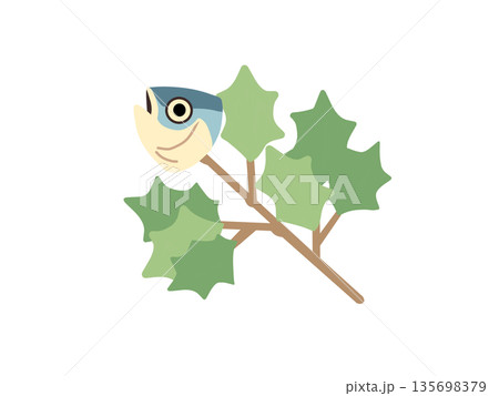 節分のひいらぎいわしのイラスト 節分のひいらぎいわしのイラスト 135698379