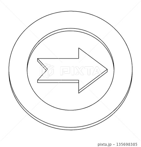 Outline for Coloring of Arrow Icon Dirrection Symbol Element on White Background. Vector Illustration. Outline for Coloring of Arrow Icon Dirrection Symbol Element on White Background. Vector Illustration. 135698385