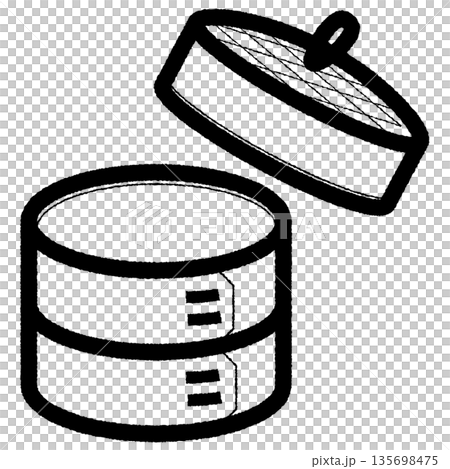 シンプルなせいろのイラスト 1-線画 135698475