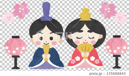 可愛的女兒節插畫圖示集 可愛的女兒節插畫圖示集 135698843