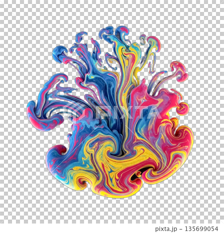 Vibrant High Contrast Ink Drop Diffusion isolated on transparent background. 135699054