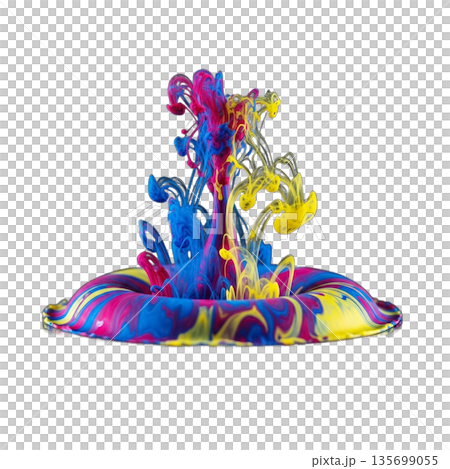 Vibrant High Contrast Ink Drop Diffusion isolated on transparent background. 135699055