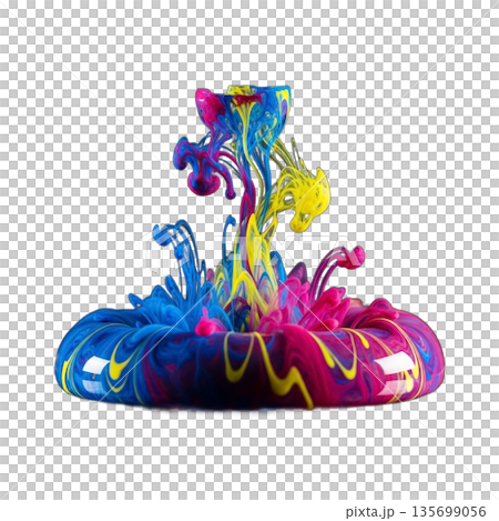 Vibrant High Contrast Ink Drop Diffusion isolated on transparent background. 135699056