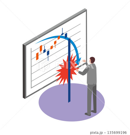 下落チャートと男性 下落チャートと男性 135699196