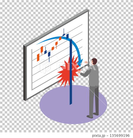 下落チャートと男性 下落チャートと男性 135699196