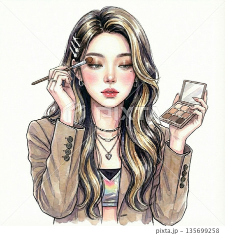 アイシャドウをしている韓国アイドル アイシャドウをしている韓国アイドル 135699258