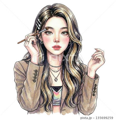 アイブロウメイクをしている韓国アイドル アイブロウメイクをしている韓国アイドル 135699259