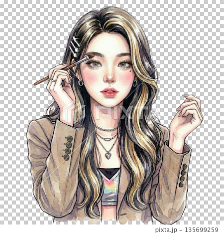 アイブロウメイクをしている韓国アイドル アイブロウメイクをしている韓国アイドル 135699259