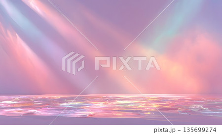 パステルカラーの光が広がるミニマル空間背景 135699274