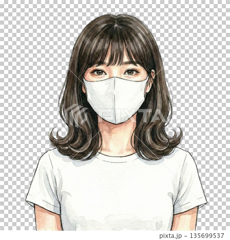 マスクを付けている女性 135699537
