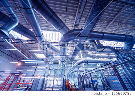 Air conditioning of buildings. Background of ventilation pipes. Air conditioning of buildings. Background of ventilation pipes. 135699753