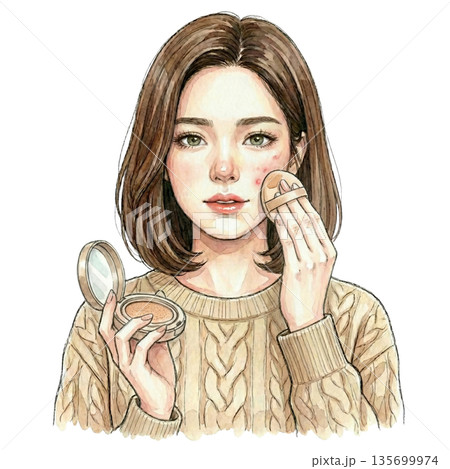 ニキビを隠す女性 135699974