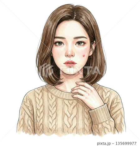 ニキビのある女性 135699977