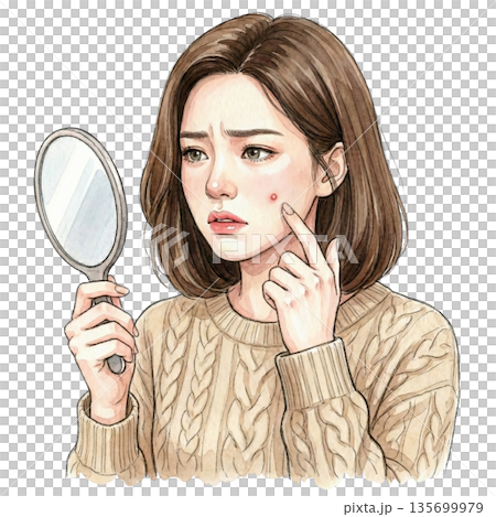 女人看著痤瘡 135699979