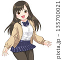 萌えアニメ風キャラクター立ち絵　黒タイツを履いた制服姿の女子高生 135700021