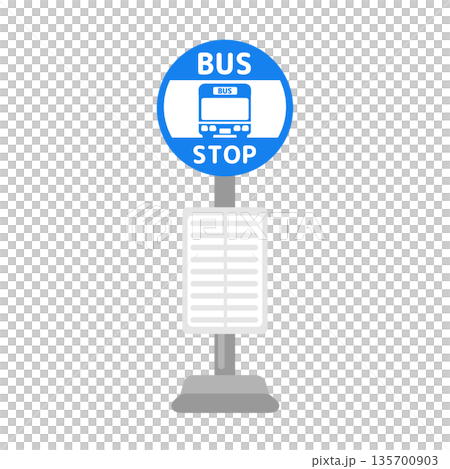青色のバス停留所（BUS STOP）イラスト 135700903