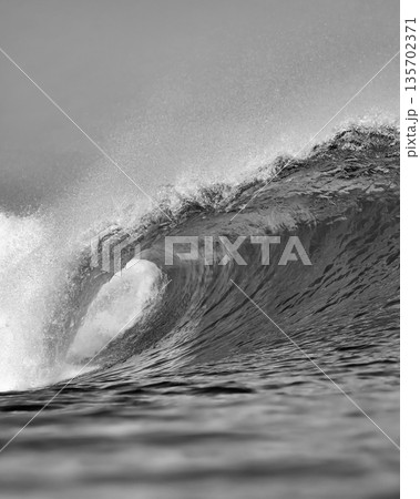 Dynamic Monochrome Depiction, Vivid Black And White Waterscape 135702371