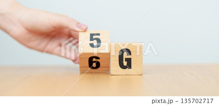 hand change wooden block from 5G to 6G, Generation of Cellular Mobile Communications, Technology, network, Social media and digital concepts hand change wooden block from 5G to 6G, Generation of Cellular Mobile Communications, Technology, network, Social media and digital concepts 135702717