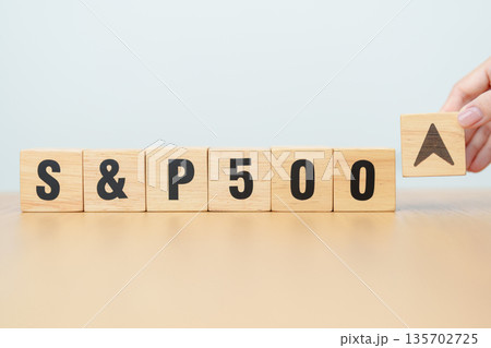 Hand change wooden block of SP500 text to UP and Down arrow symbol icon. stock market index, trade, trade company in the United States, financial growth and Cut loss concept 135702725
