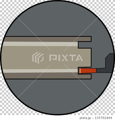 An illustration of Face grooving process on a workpiece 135702844