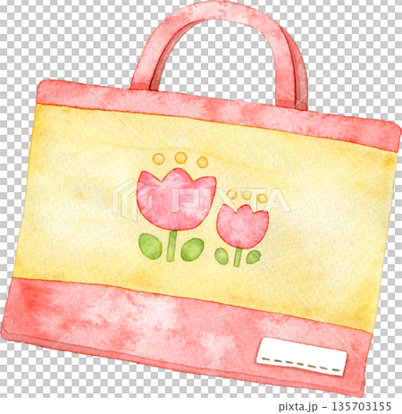 水彩風格的書包插圖（紅色） 135703155