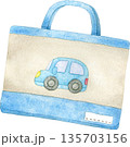 おけいこバッグ(青)の水彩イラスト おけいこバッグ(青)の水彩イラスト 135703156