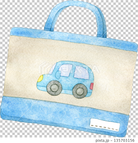 おけいこバッグ(青)の水彩イラスト 135703156