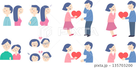 若いカップルのイラストセット 135703200