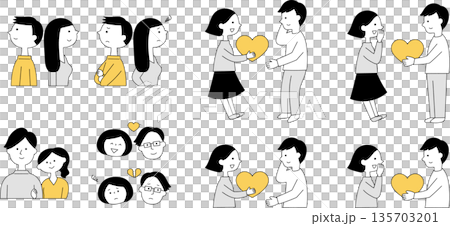 年輕情侶插畫集,單色 年輕情侶插畫集,單色 135703201