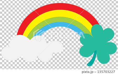 Cute rainbow with green shamrock leaves and fluffy clouds Cute rainbow with green shamrock leaves and fluffy clouds 135703227