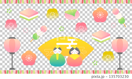 Retro and cute Hinamatsuri background material for POPs Retro and cute Hinamatsuri background material for POPs 135703230