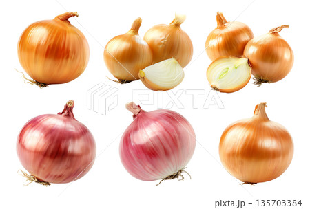 Fresh yellow onion isolated on white background 135703384
