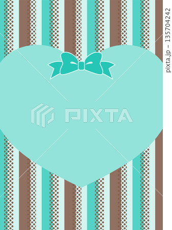チョコミント色のハート型カードA4サイズ縦 ストライプ背景 チョコミント色のハート型カードA4サイズ縦 ストライプ背景 135704242