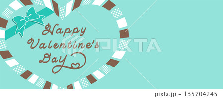 ミントカラーのハート型バレンタインメッセージ背景 135704245