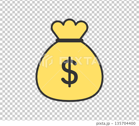 Simple dollar bag icon vector Simple dollar bag icon vector 135704400