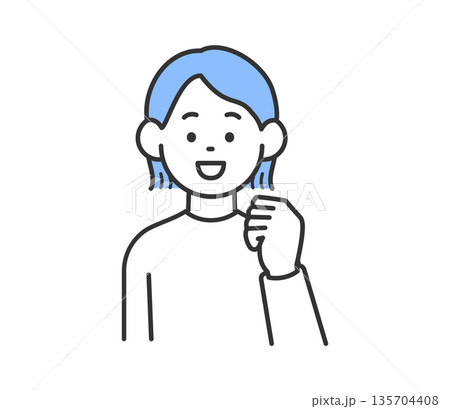 ガッツポーズをする女性のイラスト　ベクター 135704408