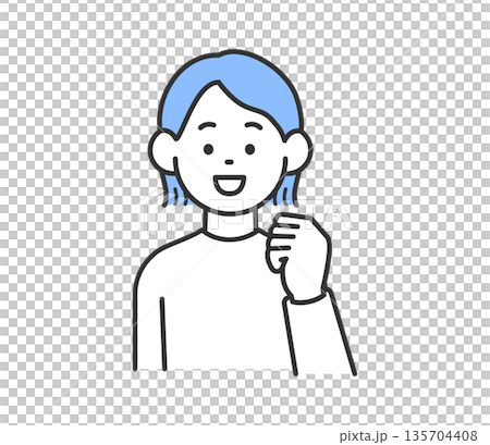 ガッツポーズをする女性のイラスト　ベクター 135704408