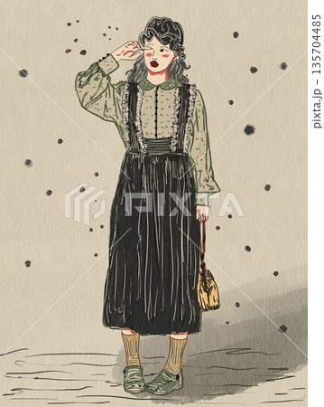 retro woman in vintage clothing 135704485