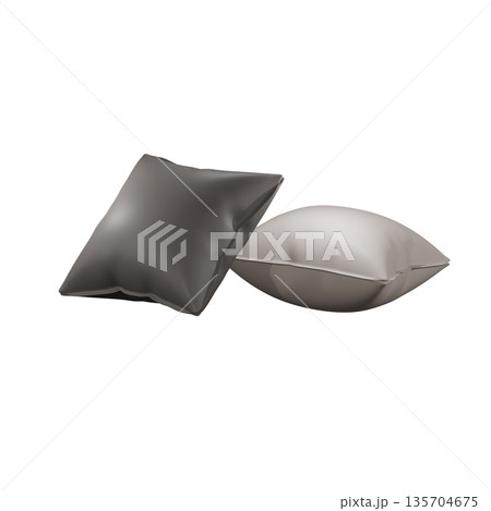 重なり合うグレーと白のクッション 135704675