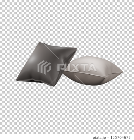 重なり合うグレーと白のクッション 135704675